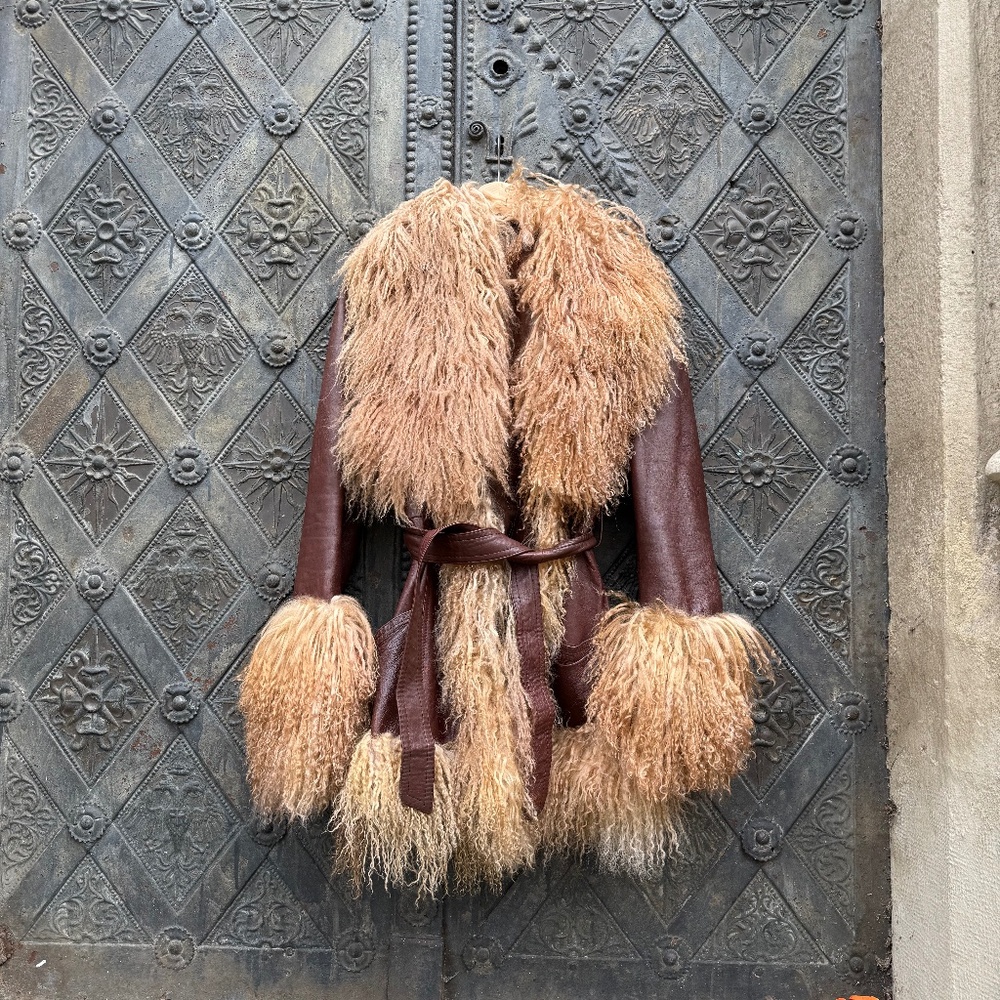 Vintage Afghan Real Mongolian Fur & Real Leather. Charlotte Simone Style